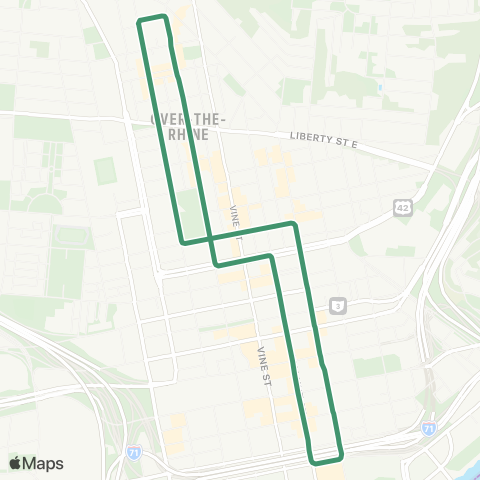 Cincinnati Bell Connector Streetcar - OTR - Banks map