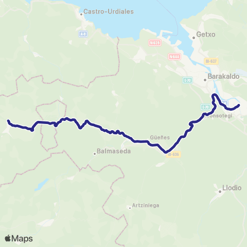 Cercanías Aranguren - Karranza map