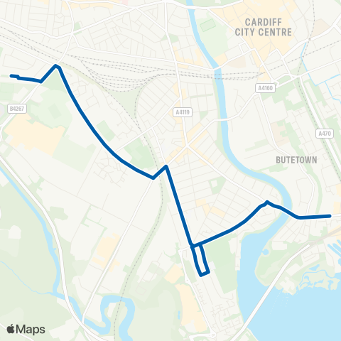 Cardiff Bus James Street - Lawrenny Avenue map