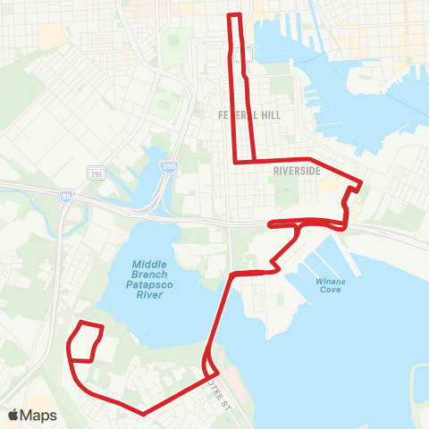Charm City Circulator Cherry Route map