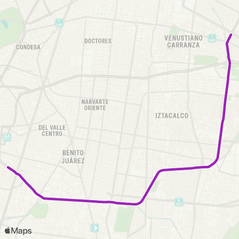Corredores Concesionados Félix Parra Mixcoac - Metro Aeropuerto map