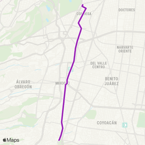 Corredores Concesionados Chapultepec por Mazatlán - San Ángel map