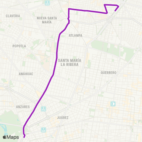 Corredores Concesionados La Raza Línea 3 - Juanacatlán map