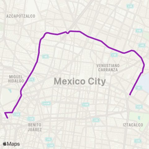 Corredores Concesionados Metro Tacubaya - Metro Aeropuerto map