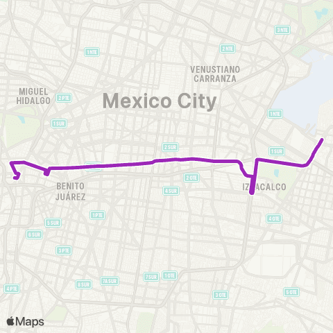 Corredores Concesionados Tacubaya-Pantitlán map