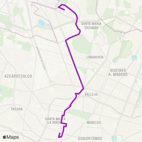 Corredores Concesionados Zonal 1 Cuautepec map