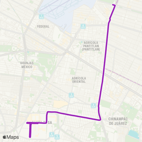 Corredores Concesionados Central de Abasto - Alameda Oriente map