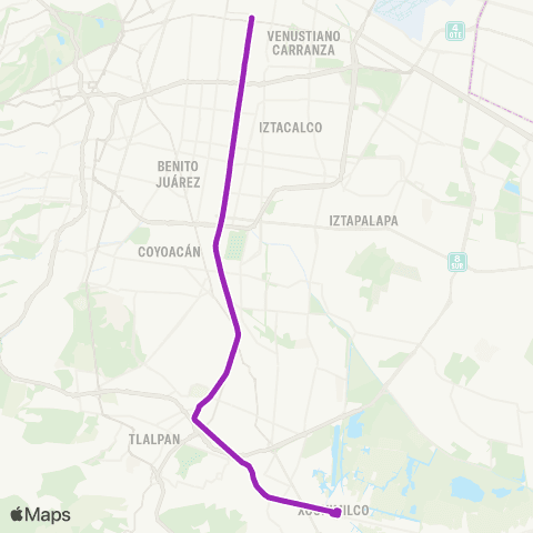 Corredores Concesionados Xochimilco - Izazaga por Miramontes map