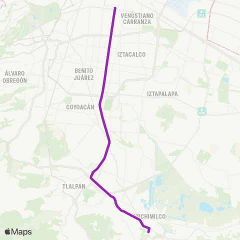 Corredores Concesionados Deportivo Xochimilco - Izazaga map