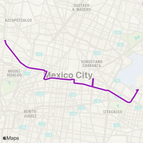 Corredores Concesionados Metro Tacuba por Fray Servando - Metro Pantitlán map
