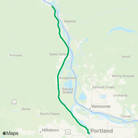 Columbia County Rider Downtown Portland map