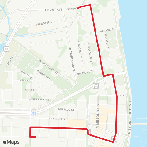 CCRTA Downtown Shuttle map