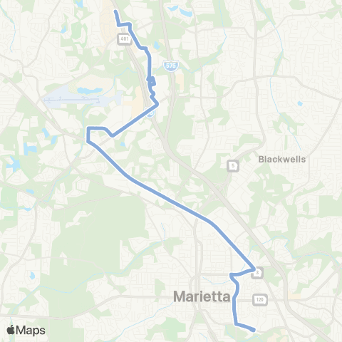 CobbLinc KSU-Kennesaw - MTC via US 41 map