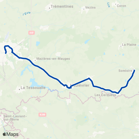 Choletbus La Plaine - Somloire - Les Cerqueux - Yzernay - Maulévrier - Cholet map