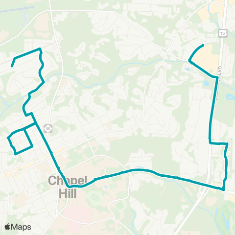 Chapel Hill Transit A - Martin Luther King Jr. Blvd / Northside / Univ Pl map