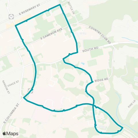 Chapel Hill Transit U - Campus Shuttle map