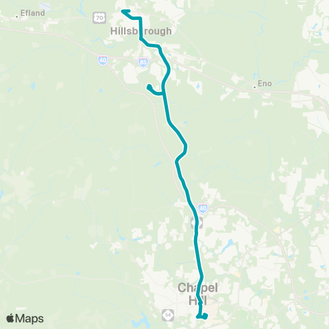 Chapel Hill Transit 420 - Hillsborough-Chapel Hill map