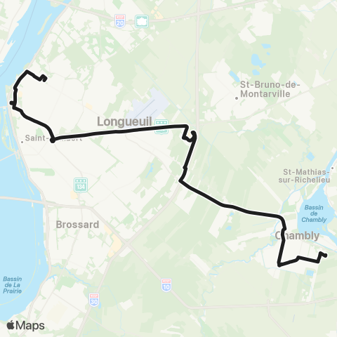 exo Chambly-Richelieu-Carignan Chambly - Terminus Longueuil - Cégep e.-Montpetit map