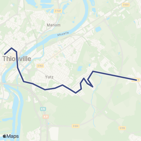 TeMo'B (Citéline) Kuntzig Gare <-> Thionville Foch map