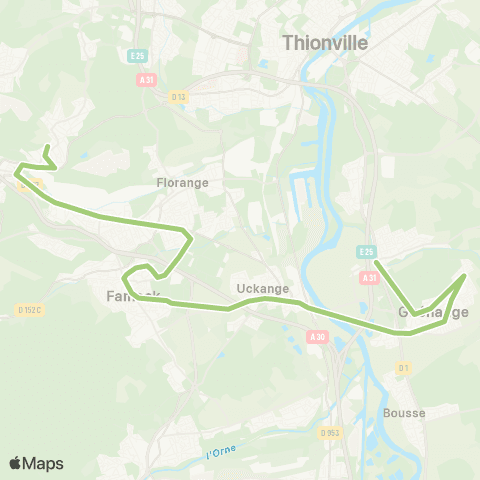 TeMo'B (Citéline) Bertrange Carrefour <-> Hayange Maryse Bastié map