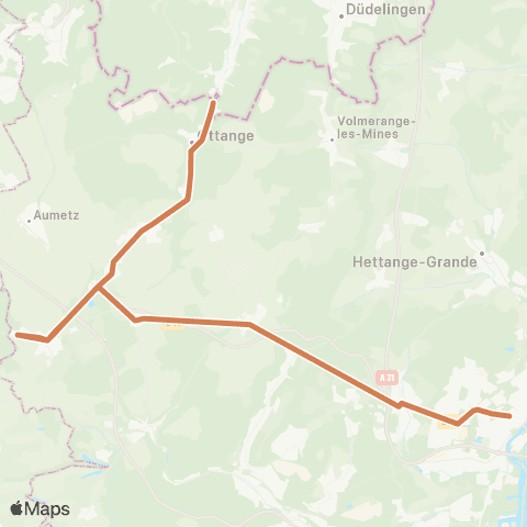 TeMo'B (Citéline) Thionville Foch <-> Ottange Cité St Paul map