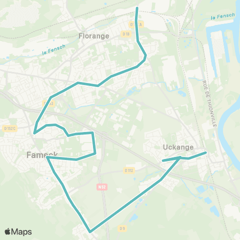 TeMo'B (Citéline) Uckange Gare SNCF <-> Florange Moulin Daspich map