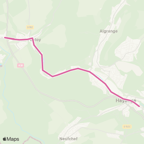 TeMo'B (Citéline) Fontoy Super U <-> Hayange Hôpital map