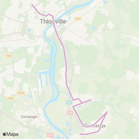 TeMo'B (Citéline) Thionville Foch <-> Guenange Village map