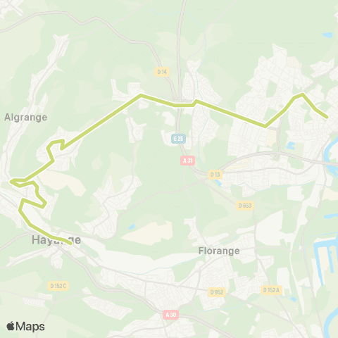 TeMo'B (Citéline) Hayange Esplanade - Thionville Foch (via Konacker) map