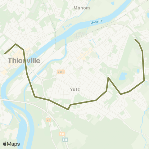 TeMo'B (Citéline) Yutz Aéroparc <-> Thionville Foch map