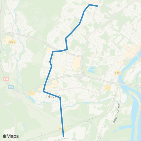 TeMo'B (Citéline) Florange Moulin Daspich <-> Thionville Bel Air map
