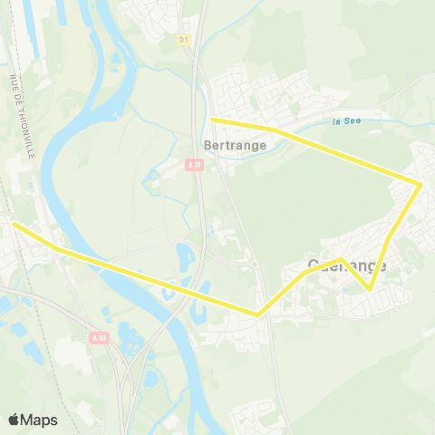 TeMo'B (Citéline) Uckange Gare SNCF <-> Bertrange Transformateur map