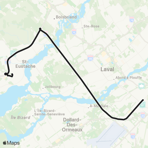 exo Laurentides Service Express Côte-Vertu / Deux-Montagnes map