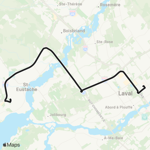 exo Laurentides Deux-Montagnes - Laval Express map