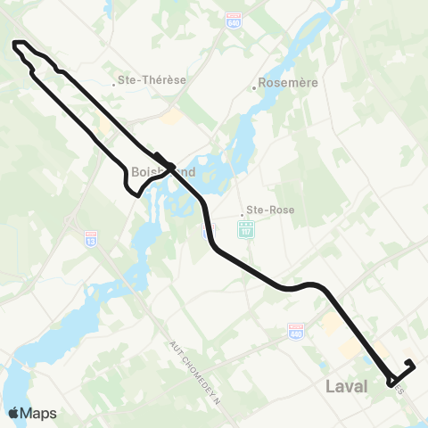 exo Laurentides Boisbriand - Laval map