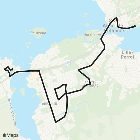 exo La Presqu'Île Dorion / Ste-Anne via l'Île Perrot map