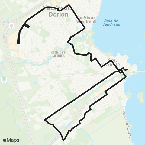 exo La Presqu'Île Vaudreuil / Gare Dorion via Valois P-G-l map