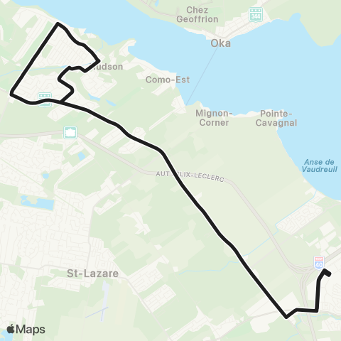 exo La Presqu'Île Terminus Vaudreuil - Hudson map