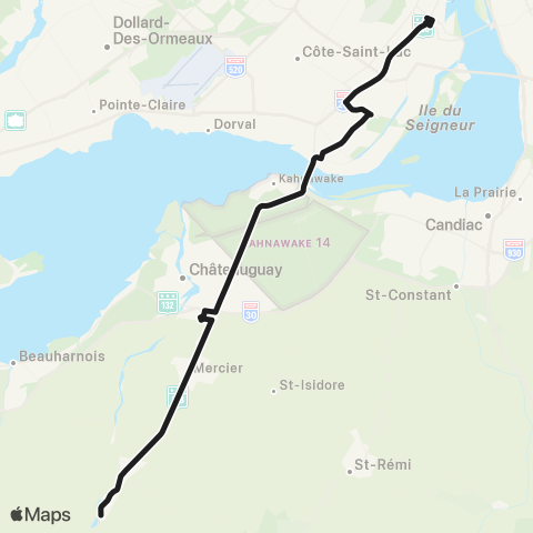 exo Sud-Ouest Haut-Saint-Laurent map