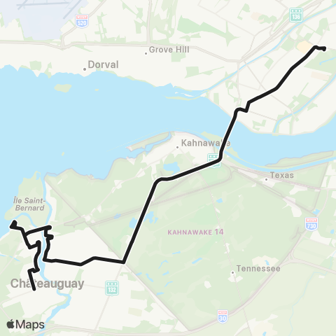exo Sud-Ouest Châteauguay - Montréal map