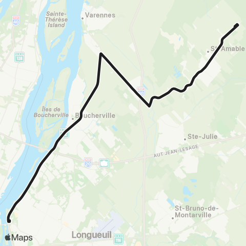 exo Sorel-Varennes Saint-Amable - Longueuil map