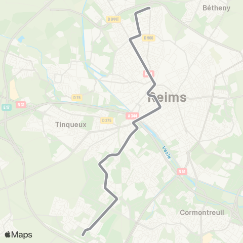 Grand Reims Mobilités Neufchâtel - Hôp. Debré / Gare Champagne TGV map