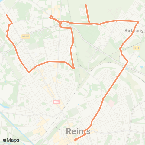 Grand Reims Mobilités Neuvilette Mairie <> Royale map