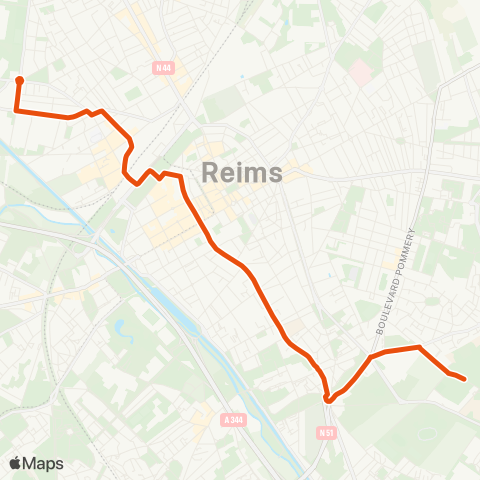 Grand Reims Mobilités Danemark <> Moulin de la Housse map