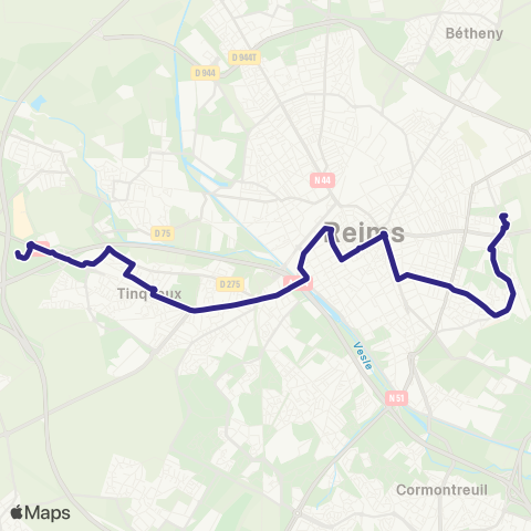 Grand Reims Mobilités P+R Thillois <> C.C Cernay map