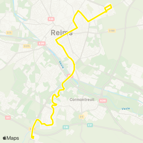 Grand Reims Mobilités Route de Witry <> C.C. Champfleury map