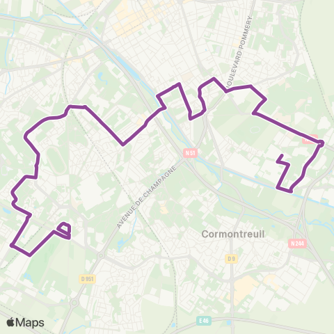 Grand Reims Mobilités Croix du Sud <> Parc des Expositions map