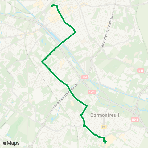 Grand Reims Mobilités Gare Centre <> C.C. Cormontreuil map
