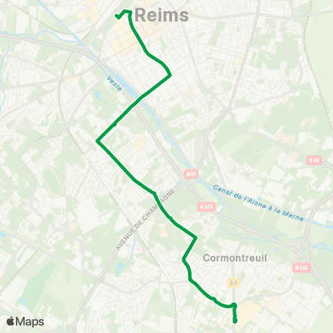 Grand Reims Mobilités Gare Centre <> C.C. Cormontreuil map
