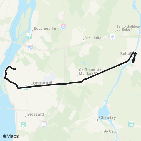 exo Vallée-du-Richelieu ExpressO - Mont-St-Hilaire - Longueuil map